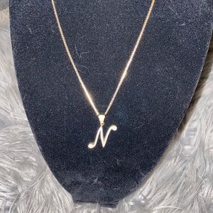 Cursive script initial necklace